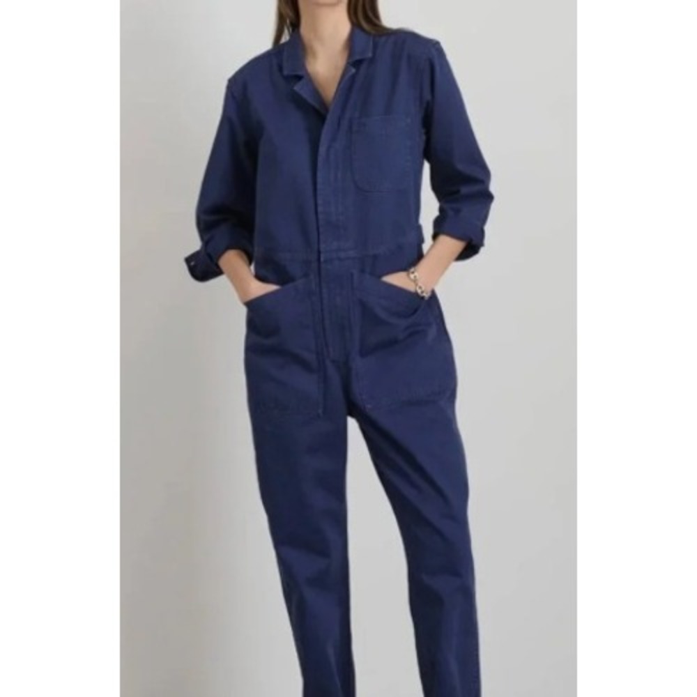 Alex Mill XS Standard Jumpsuit Dark Navy Blue Cotton Long Sleeve Boilersuit